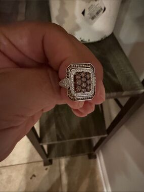 Diamond-Style Cluster Cocktail Ring in White and Brown